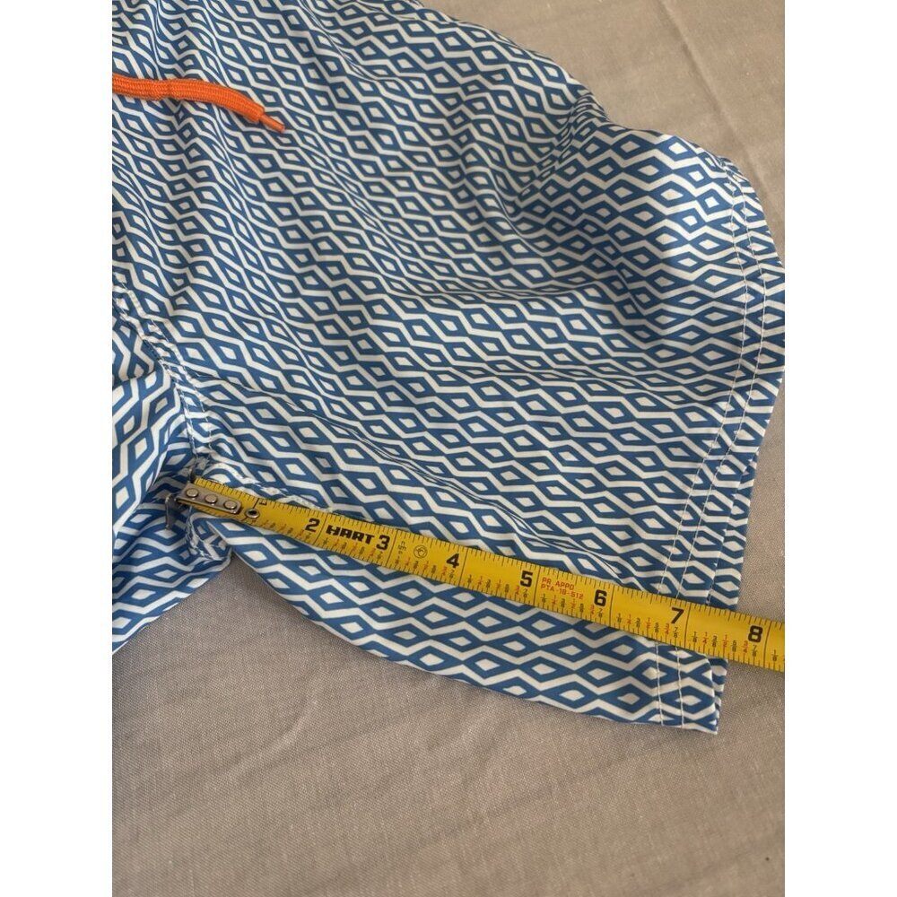 J. Crew 7" Swim Trunks Suit Diamond Print Blue White Mens Small Beach - Picture 7 of 9